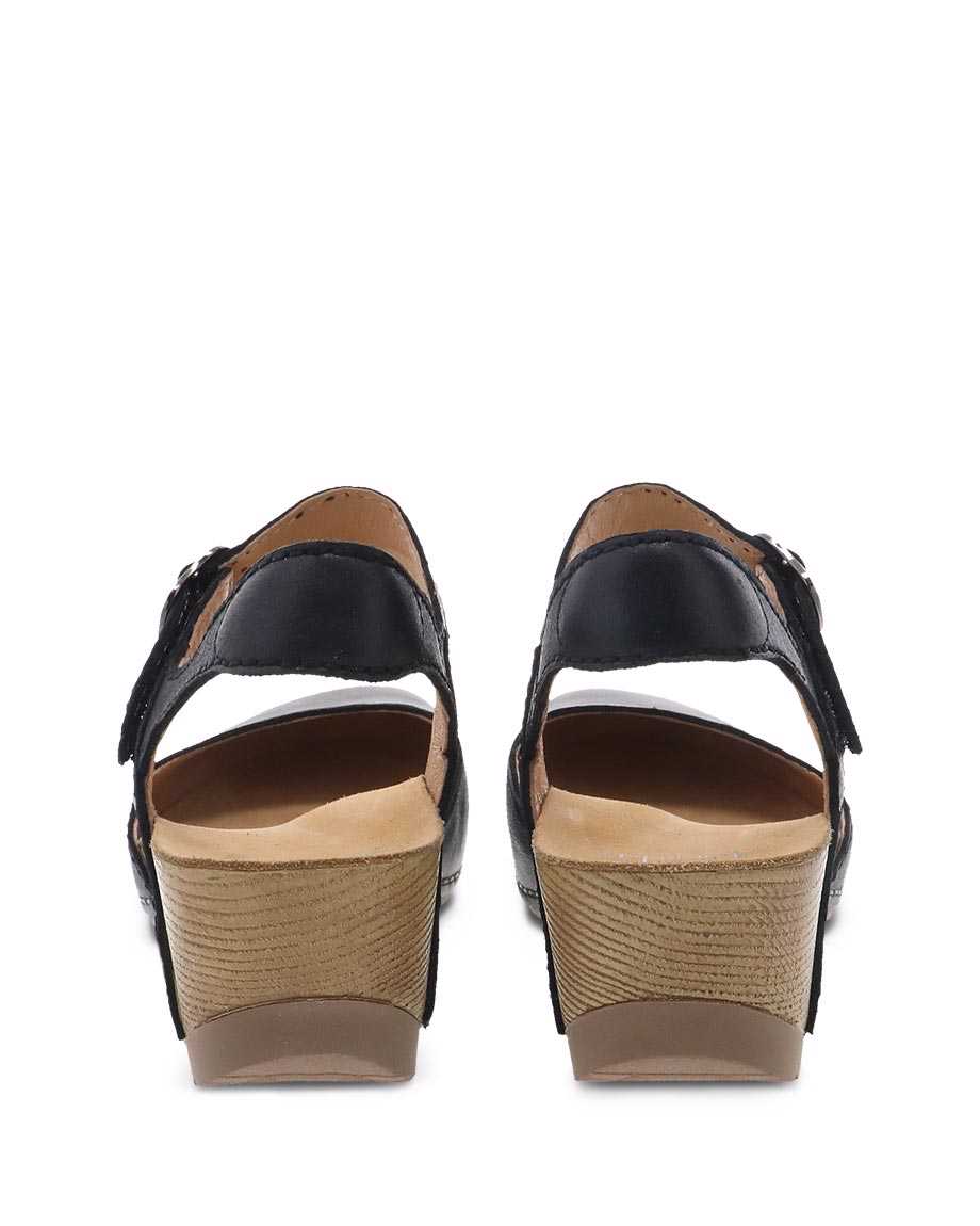 Dansko Tiffani Milled Burnished Women Wedges Black | CA 3934FDA
