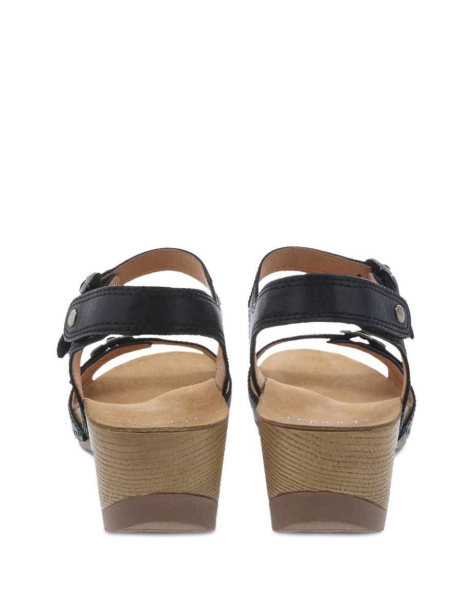 Dansko Tricia Milled Burnished Women Sandals Black | CA 3787TCM