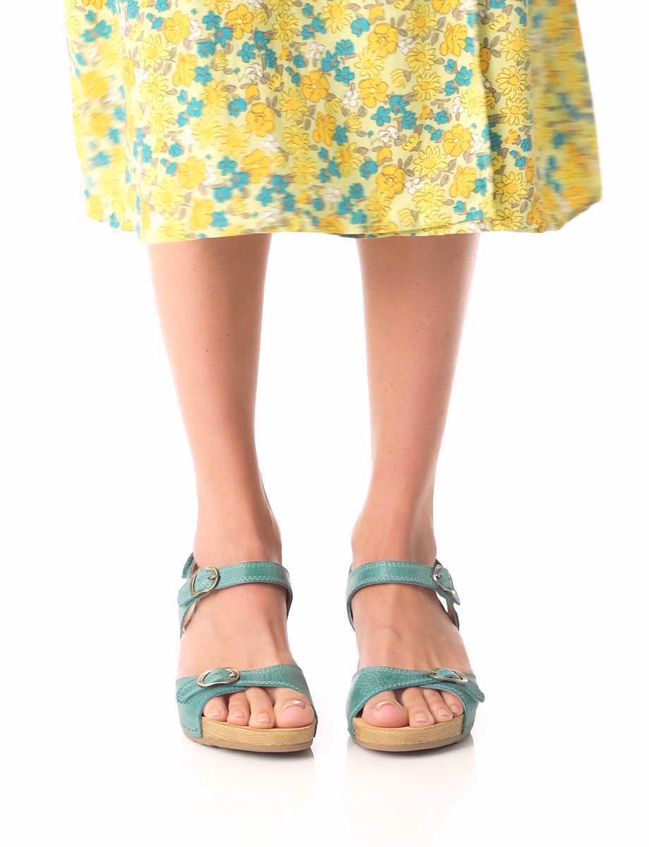 Dansko Tricia Milled Burnished Women Wedges Blue | CA 3935DFS